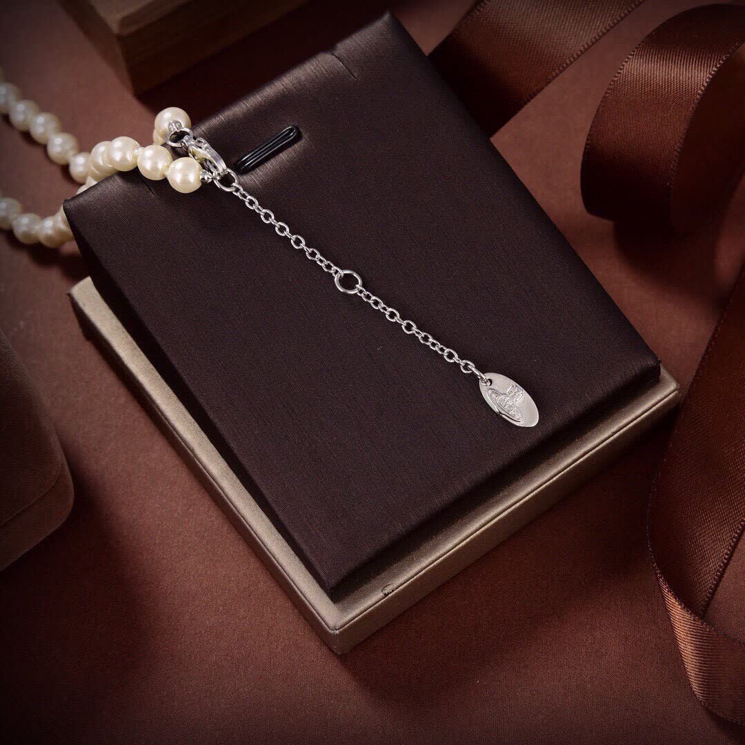 Vivienne Westwood Pearl Necklace with Safety Pin Clasp